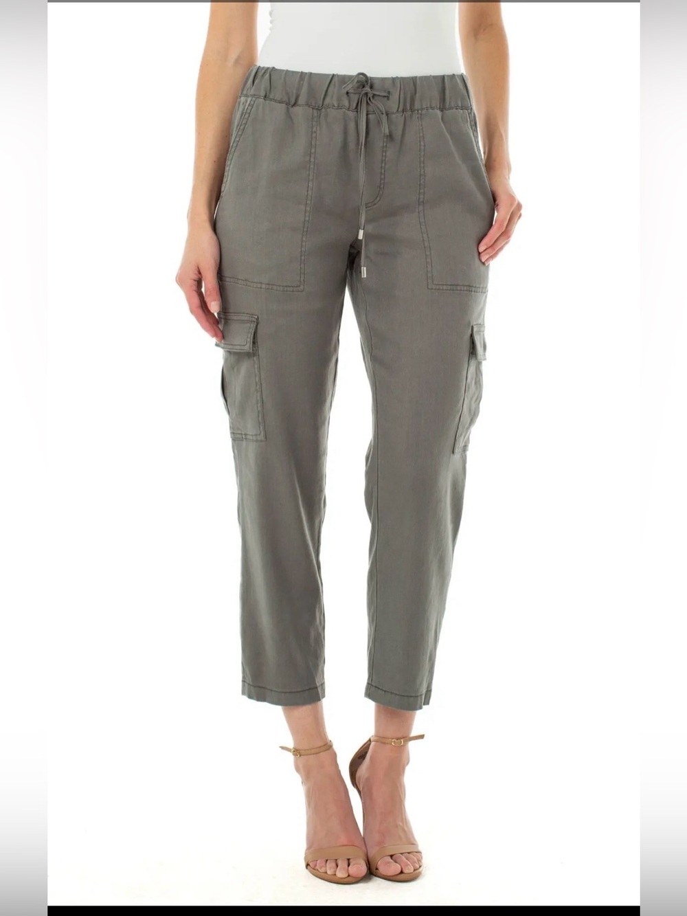 Liverpool Los Angeles linen-blend cropped cargo pants size 10